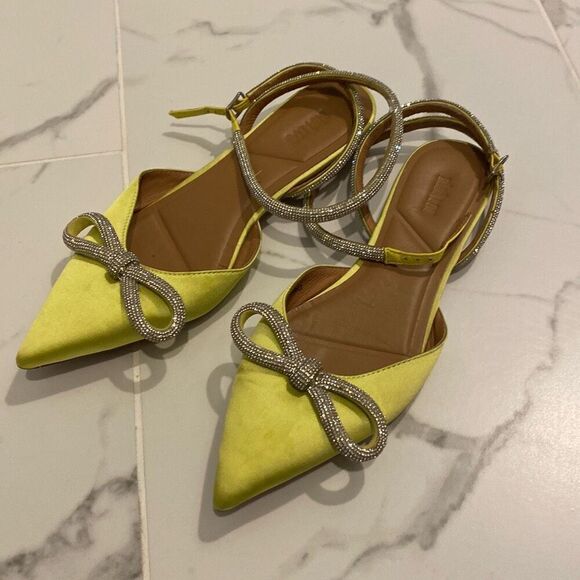 Anthropologie Bibi Lou Sparkle Bow Flats size 37 - Picture 1 of 6